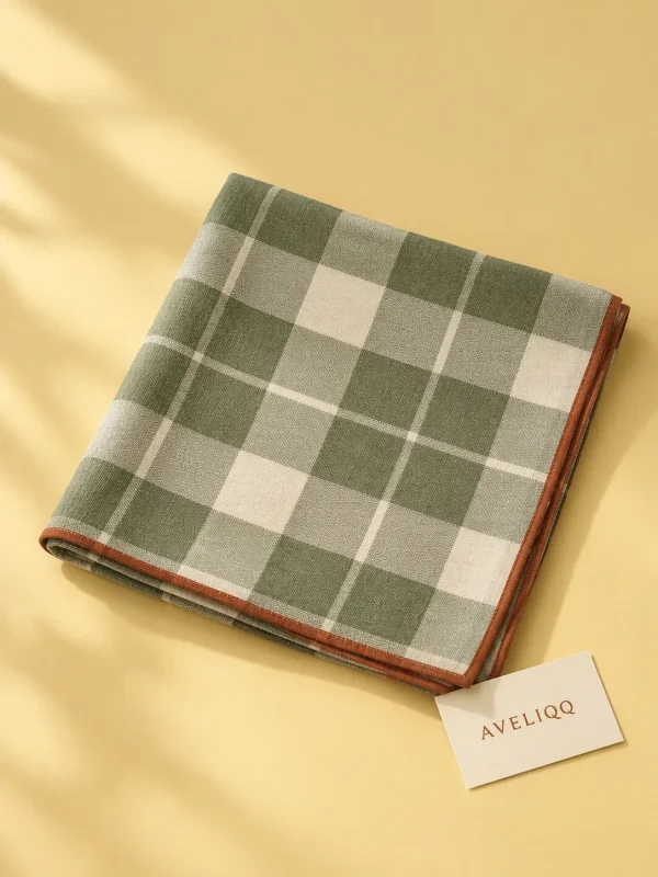 Checked Square Scarf on a plain coloured background