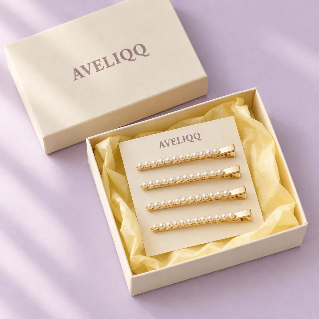 AVELIQQ gift box with tissue paper and a clip set on its card