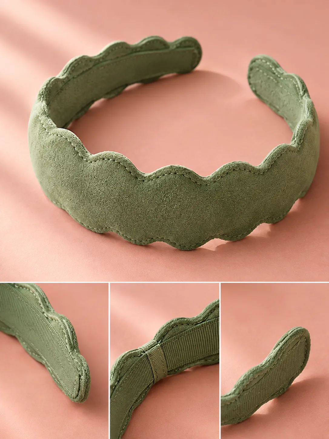 Haarband Scallop Edge, close-up van structuur en sluiting