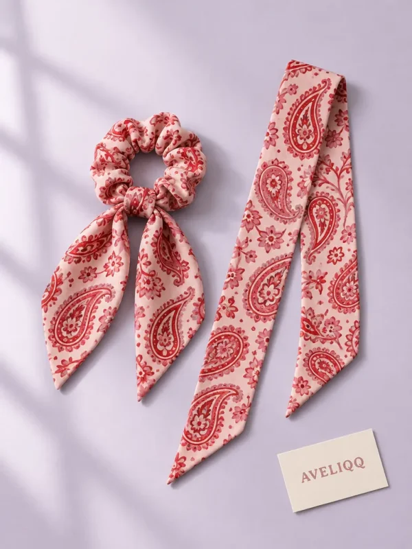 Scarf Scrunchie Set on a plain coloured background