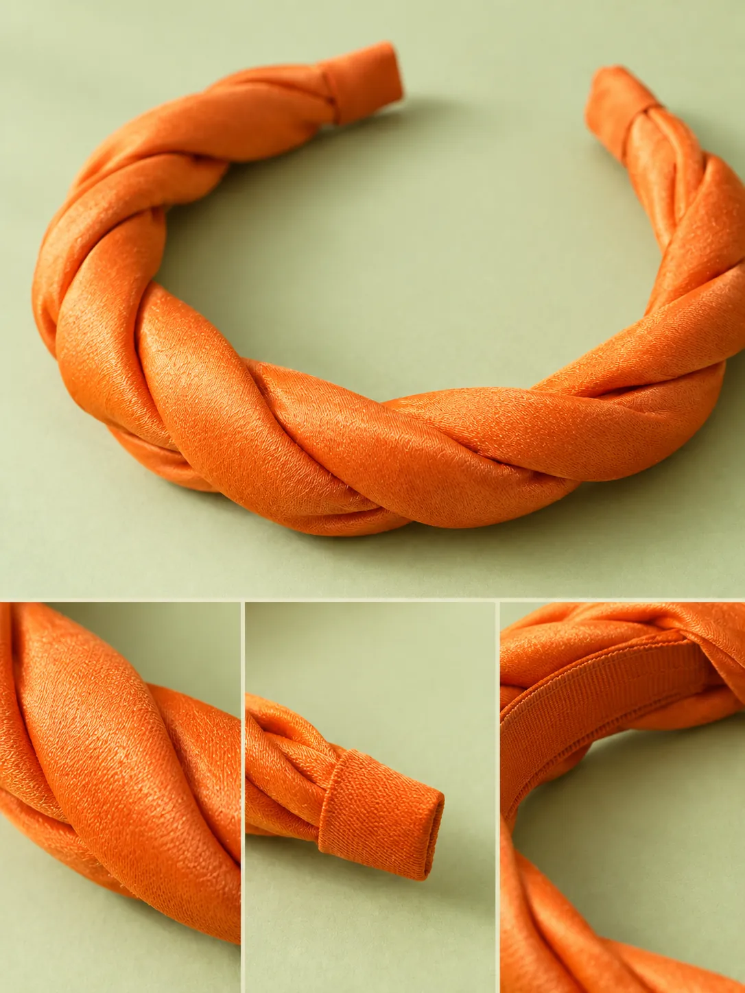Tangerine Twist Headband, close-up of texture and fastening