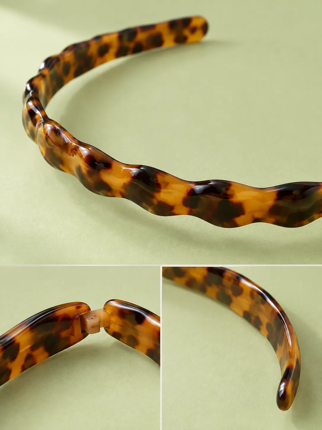 Haarband Wave Rib, close-up van structuur en sluiting